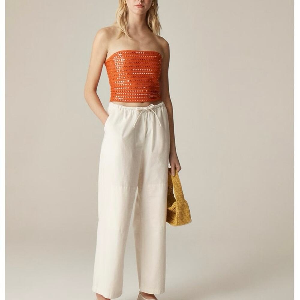 J.CREW Relaxed Utility Pant Cotton Linen Large NWT Resort Spring Break Casual